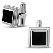 Black Onyx Solid Sterling Silver Cufflinks - cf6